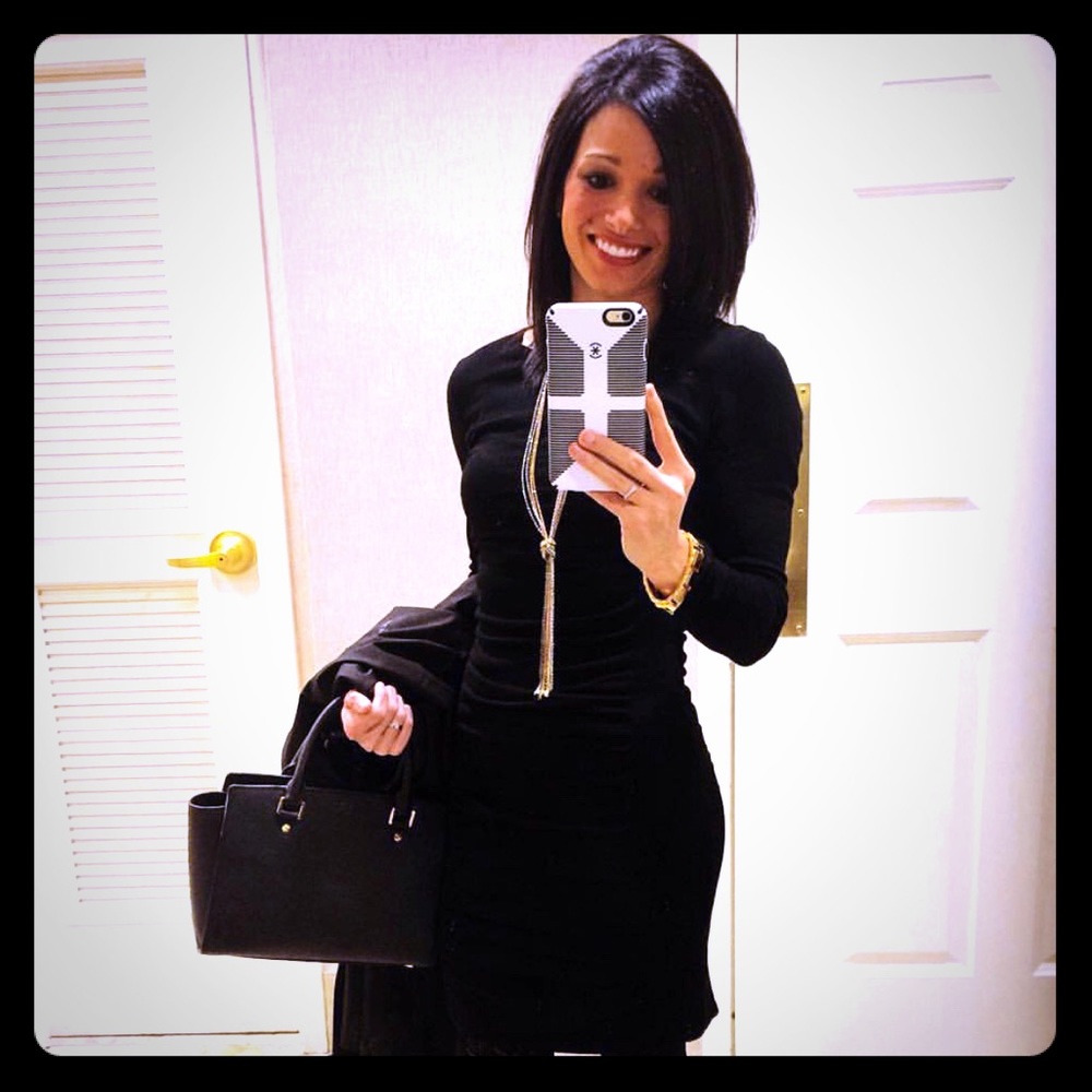 Express long sleeve fitted black dress